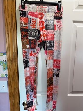 Coca-Cola Patchwork Logo Girls' Leggings - Red, Black, White